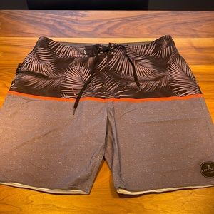 Rip Curl Mirage board shorts size 36 gray with palm fronds